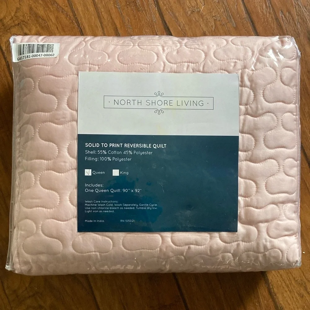 reversible QUEEN quilt NEW solid to print pink floral ❌cannot bundle❌